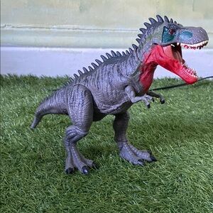 Gray and Red Indominus Rex Action Figure with Spiky Dorsal Spines